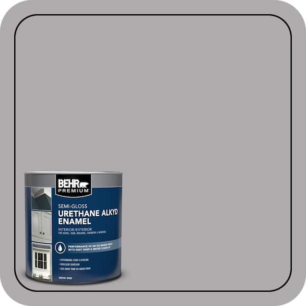 BEHR PREMIUM 1 qt. #N520-3 Flannel Gray Urethane Alkyd Semi-Gloss Enamel Interior/Exterior Paint (2)