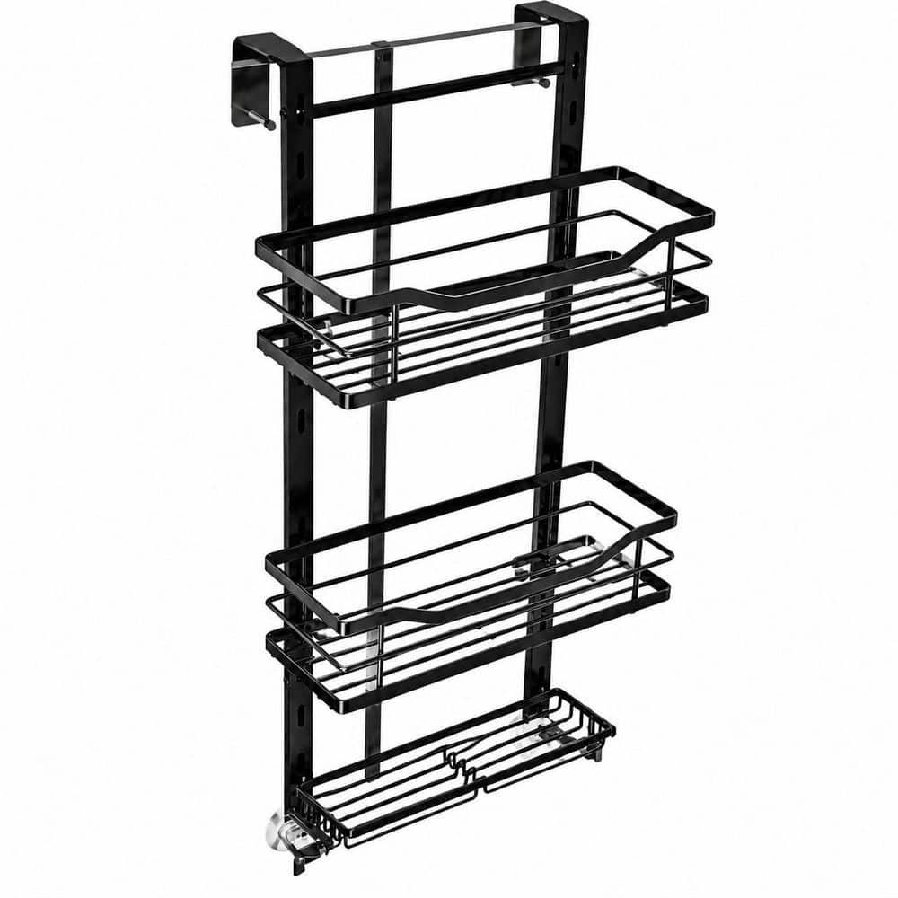 Unbranded 3-Tier Over the Door Hanging Shower Caddy No Drill Stainless Steel Bath Organizer with Soap Holder Matte Black (1)