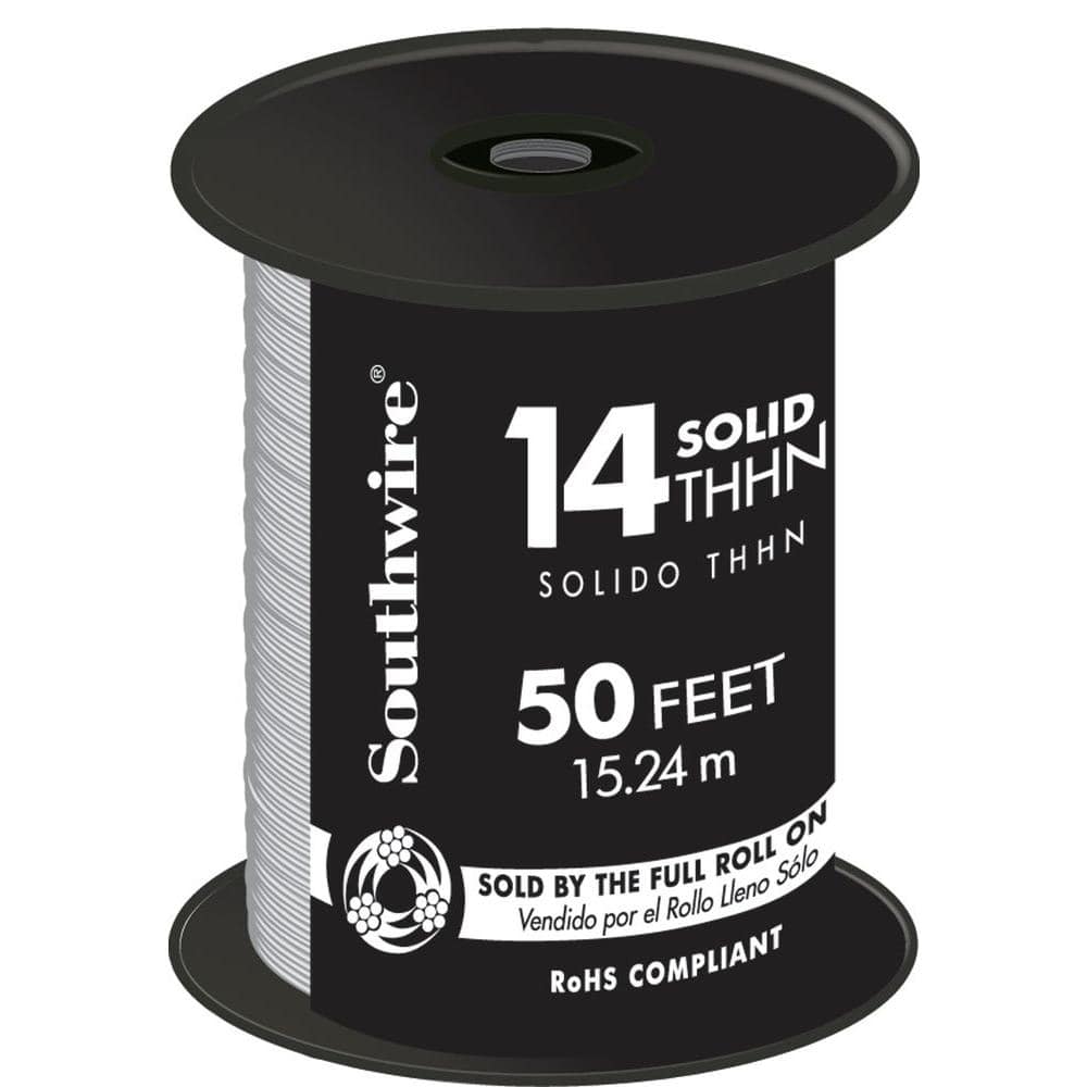 Southwire 50 ft. 14 White Solid CU THHN Wire