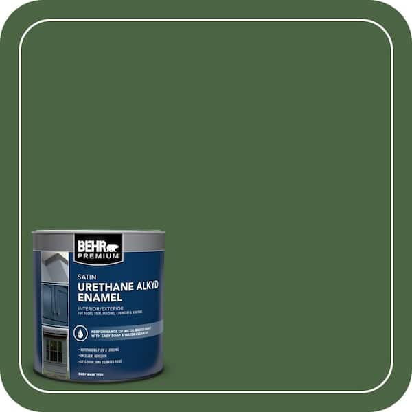 BEHR PREMIUM 1 qt. #S400-7 Deep Viridian Satin Enamel Urethane Alkyd Interior/Exterior Paint (2)