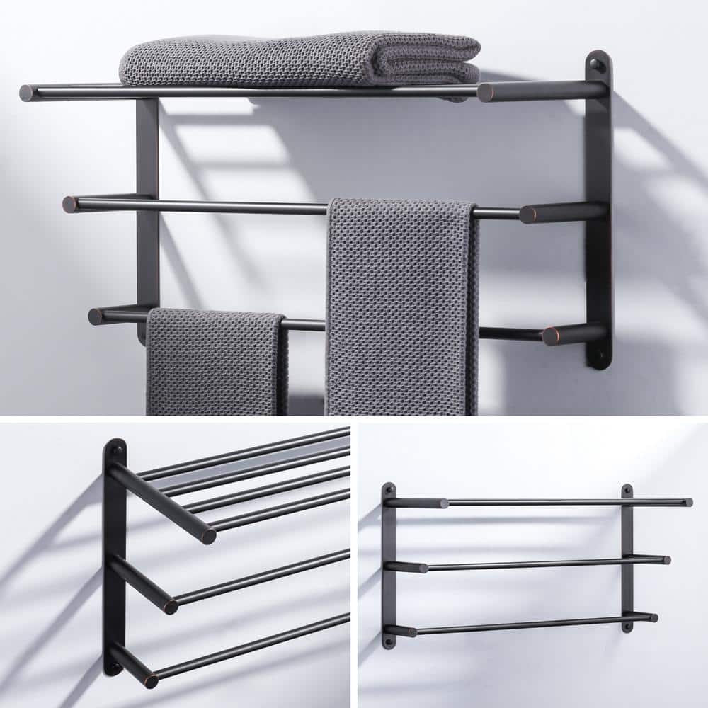 ALEASHA 3-Tier Wall Mounted Towel Rack in Oil Rubbed Bronze (3)