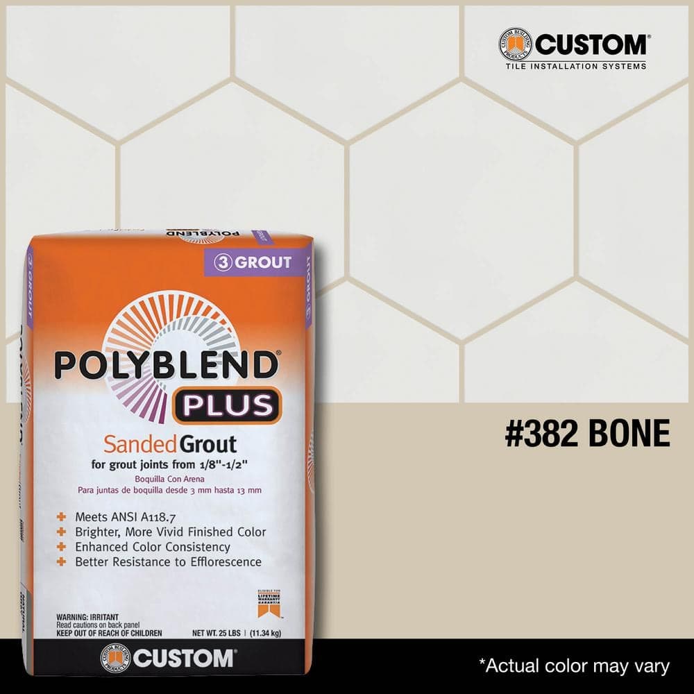 Custom Building Products Polyblend Plus #382 Bone 25 lb. Sanded Grout (3)