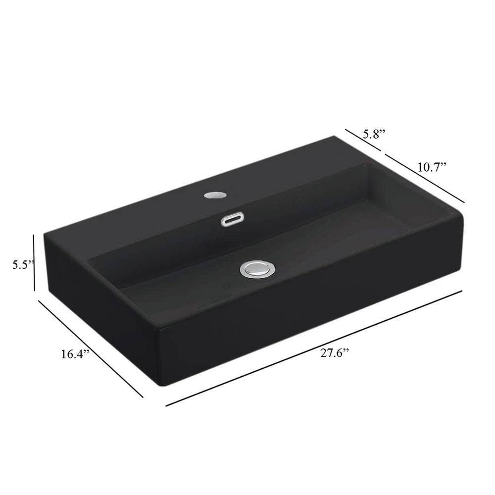 WS Bath Collections Quattro 70 BG Wall Mount / Vessel Bathroom Sink in Glossy Black with Single Faucet Hole (2)