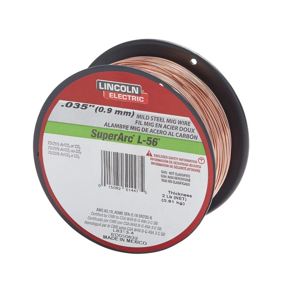 Lincoln Electric .035 in. SuperArc L-56 ER70S-6 MIG Welding Wire for Mild Steel (2 lb. Spool)