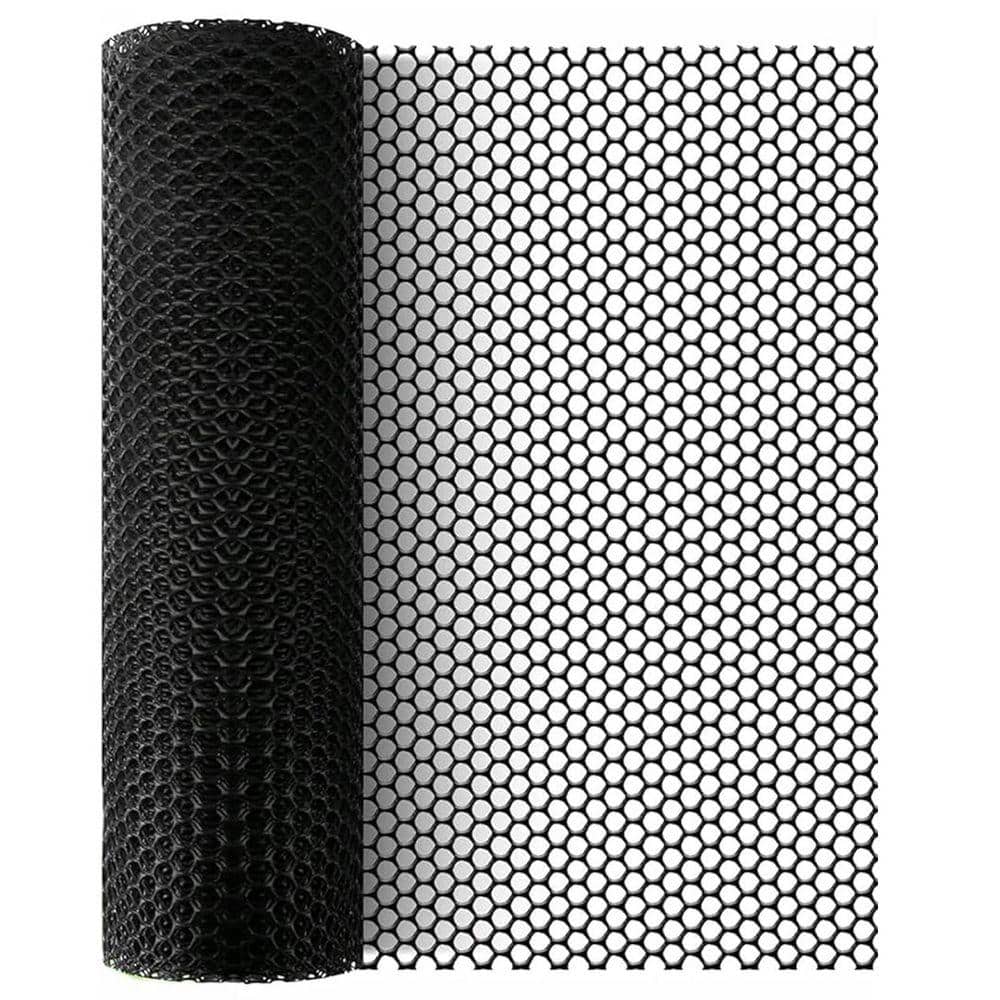 KIWDZFU 16 in. x 33 ft. Plastic Chicken Wire Mesh Black 0.3 Openings for Garden Net Poultry Fencing Animal Cage Fence