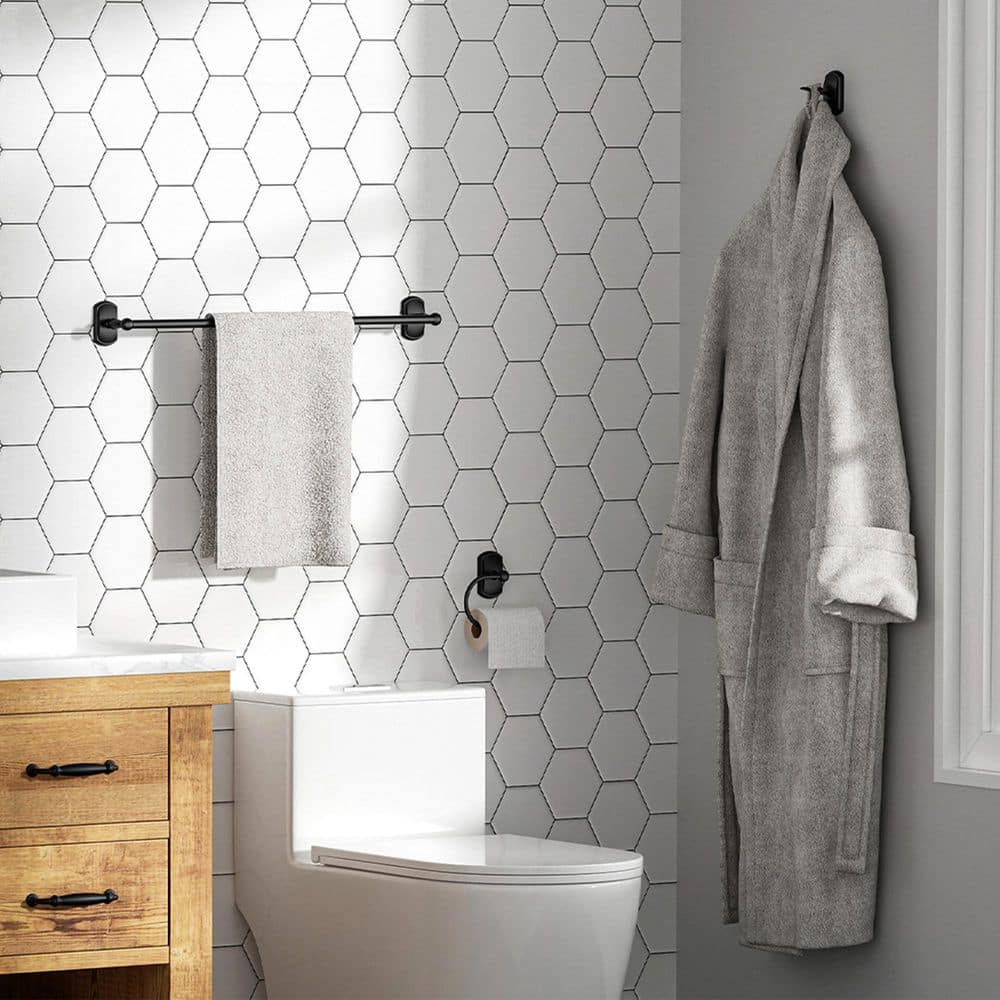 Forious pro Piece Bath Hardware Set with Towel Bar, Towel Ring, Robe Hook, Toilet Paper Holder Wall Mounted (3)