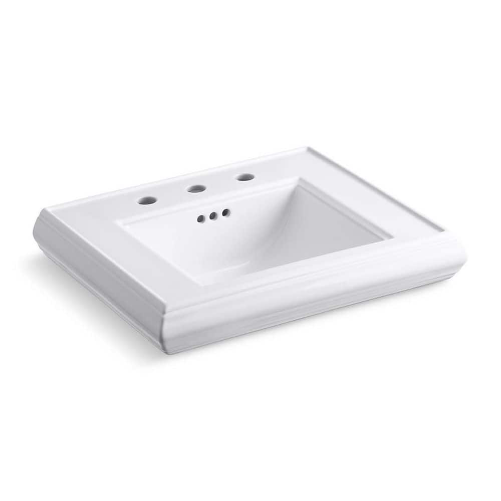 KOHLER Memoirs 24.2 in. x 19.88 in. Pedestal Bathroom Sink in White Ceramic with Drain (1)