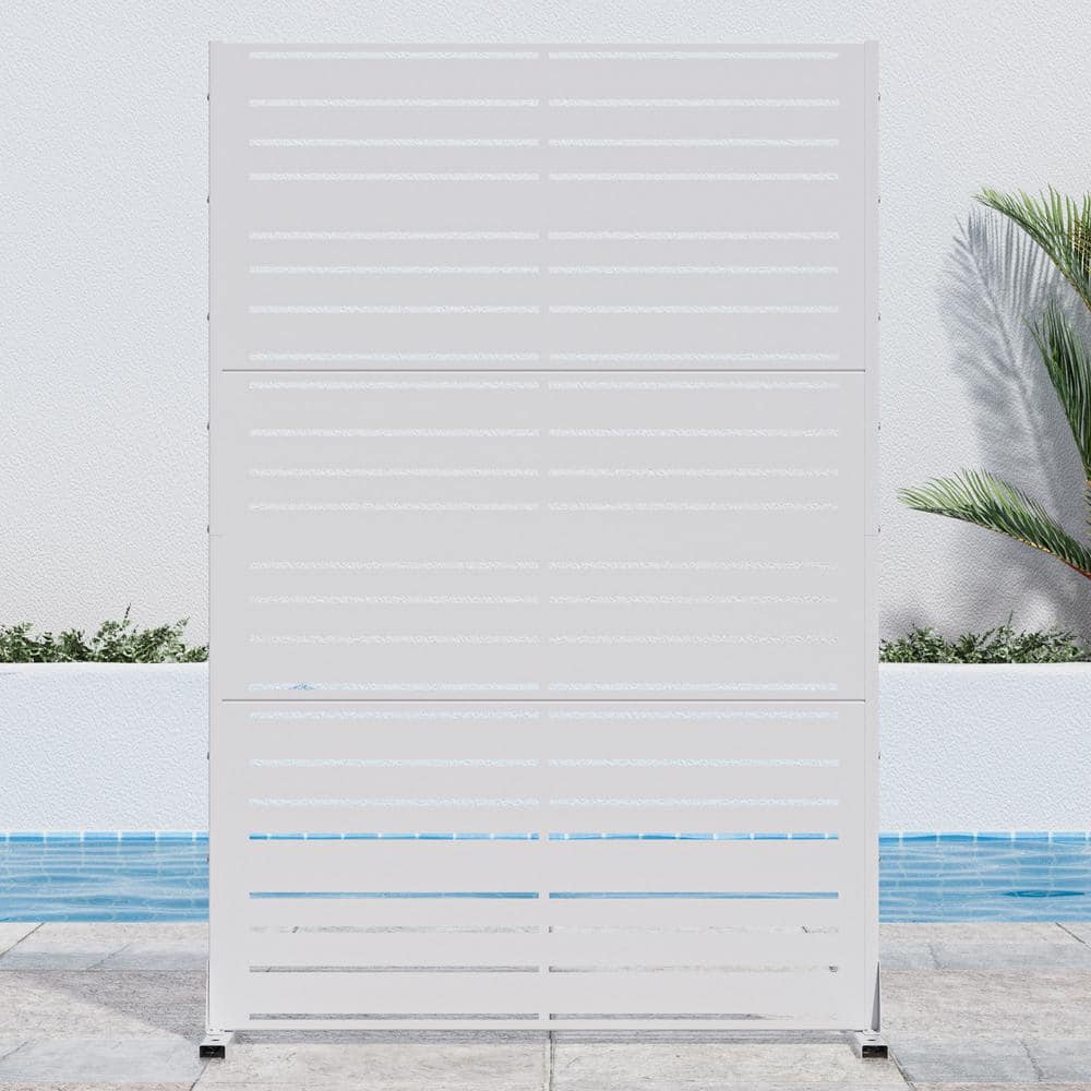 Lirago 72 in. H x 47 in. W White Outdoor Metal Privacy Screen Garden Fence Wall Applique (1)