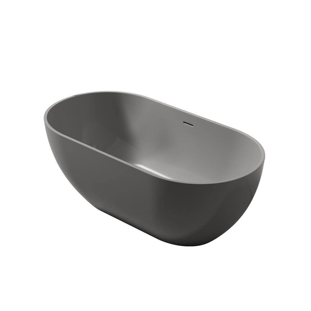 ANGELES HOME 29.5 in. Solid Surface Stone Resin Freestanding Soaking Bathtub with Center Drain (2)