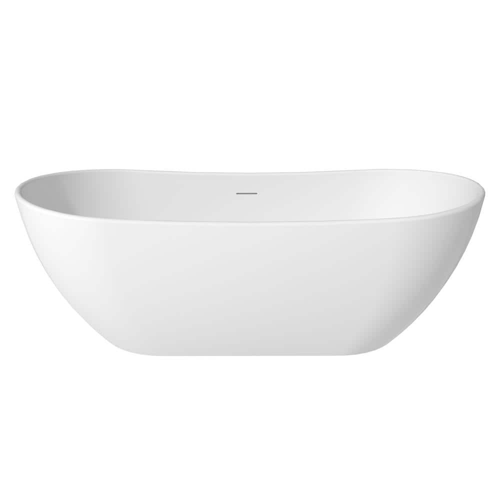 CASAINC 32 in. Soaking Bathtub Solid Surface Stone Bathtub with Center Drain (2)