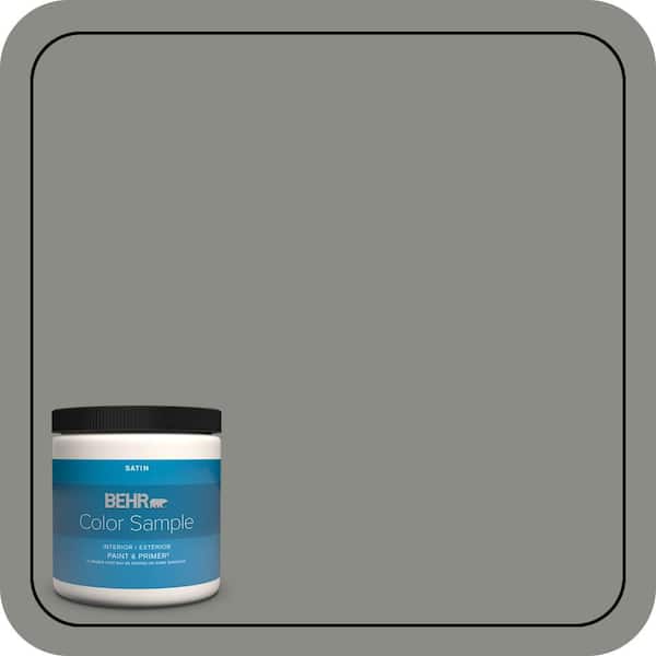 BEHR PREMIUM PLUS 8 oz. #N380-5 Naturalist Gray Satin Enamel Interior/Exterior Paint & Primer Color Sample (2)