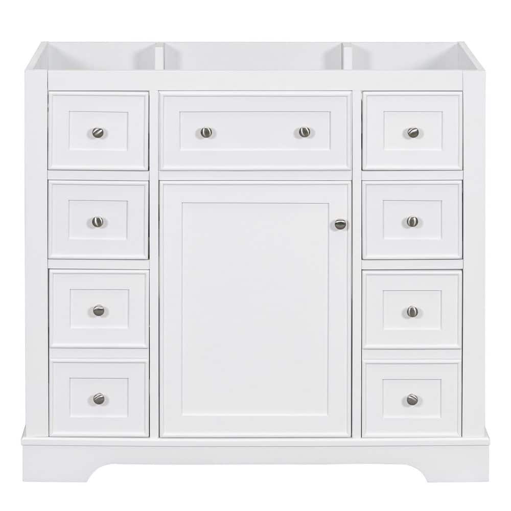 Unbranded 36 in. Freestanding Rectangular Bath Vanity Cabinet without Top in White with Soild Wood Frame, 6 Drawers and 1 Door