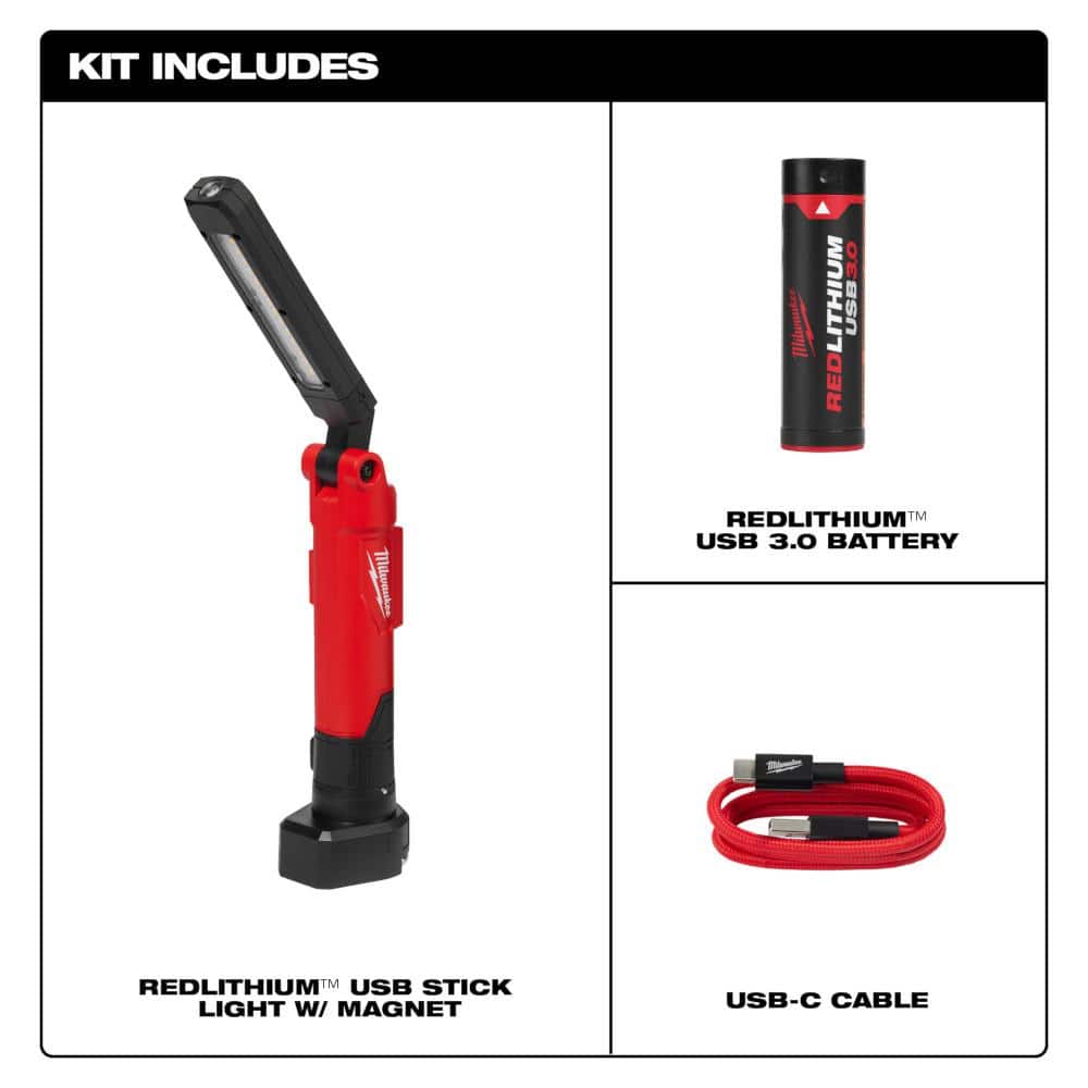 Milwaukee 550 Lumens LED REDLITHIUM USB Stick Light with Magnet (3)