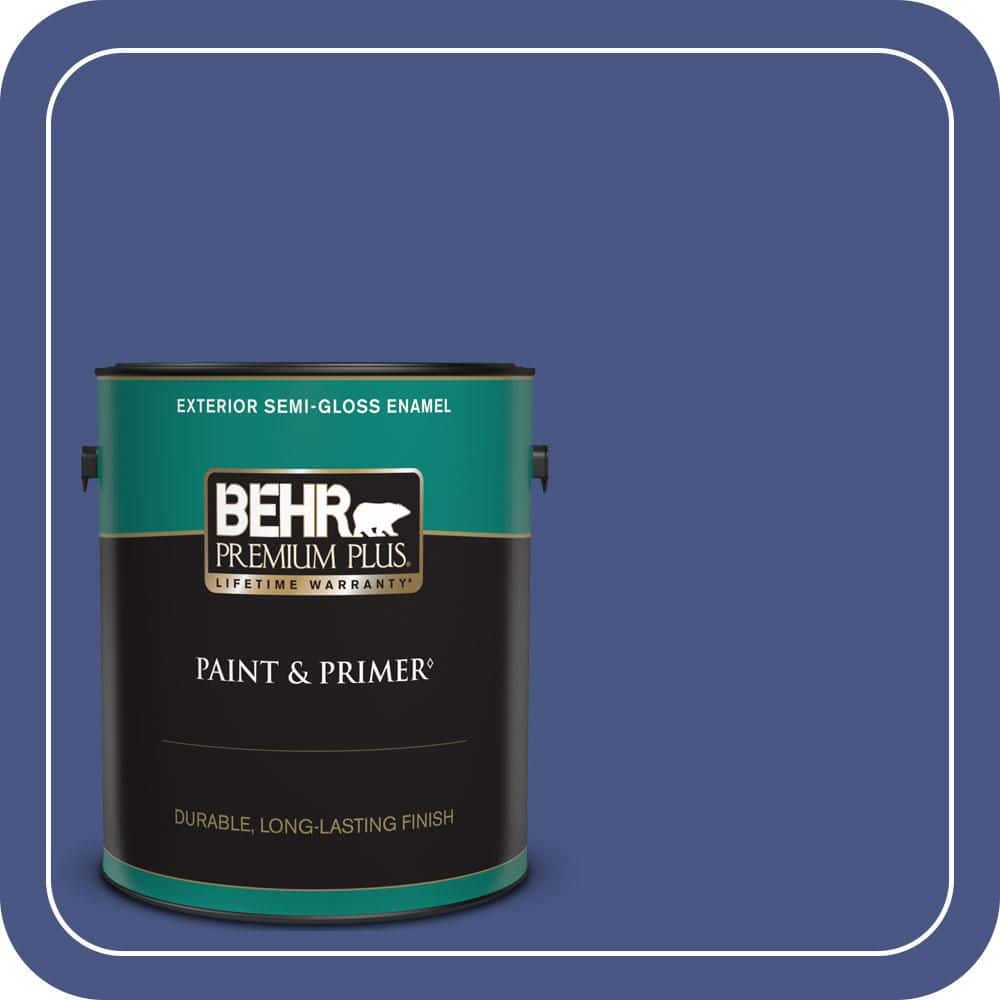 BEHR PREMIUM PLUS 1 gal. #600B-7 Yacht Club Blue Semi-Gloss Enamel Exterior Paint & Primer