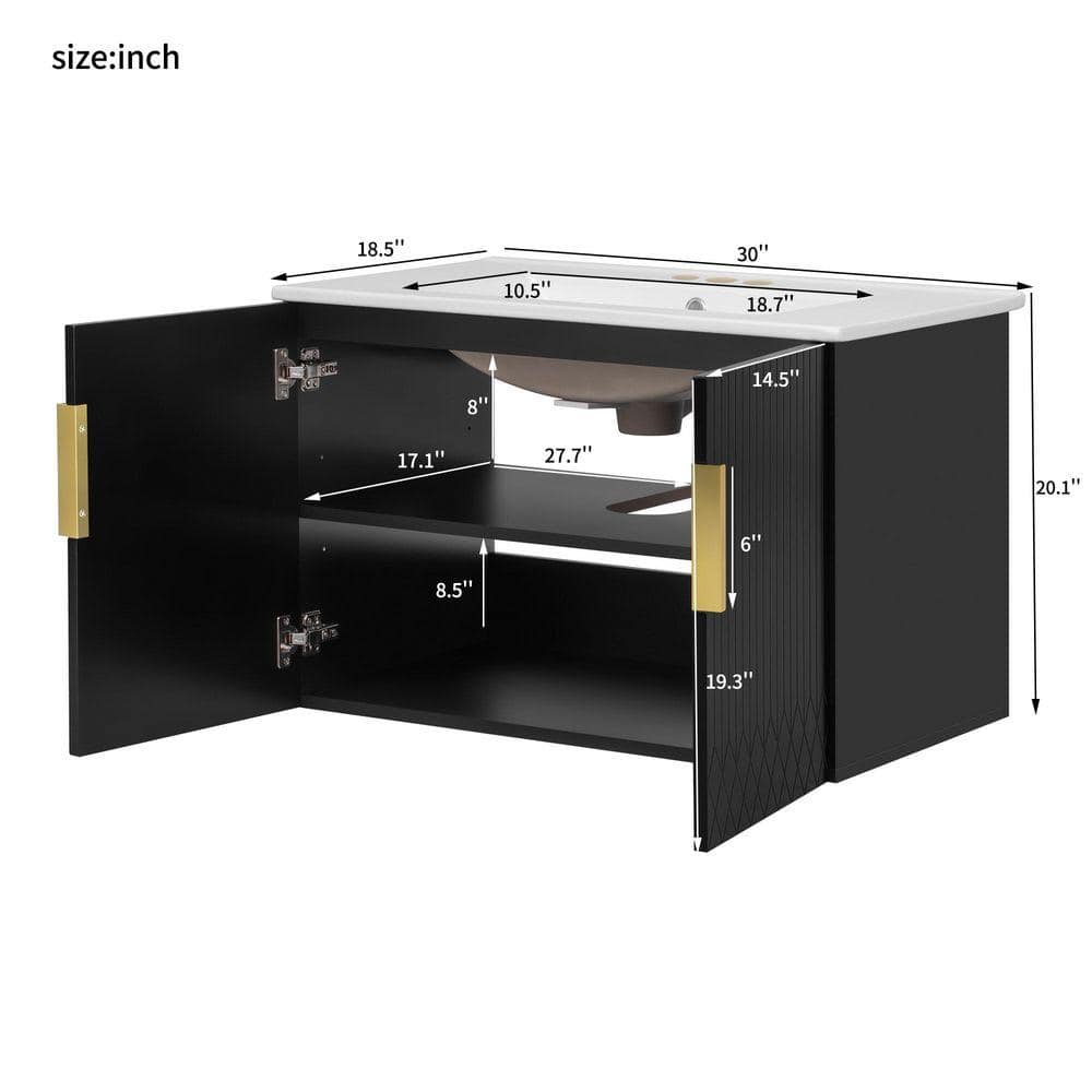 COWLOWN 30 in. W x 18.5 in. D x 20.1 in. H Bathroom Black Linen Cabinet (2)