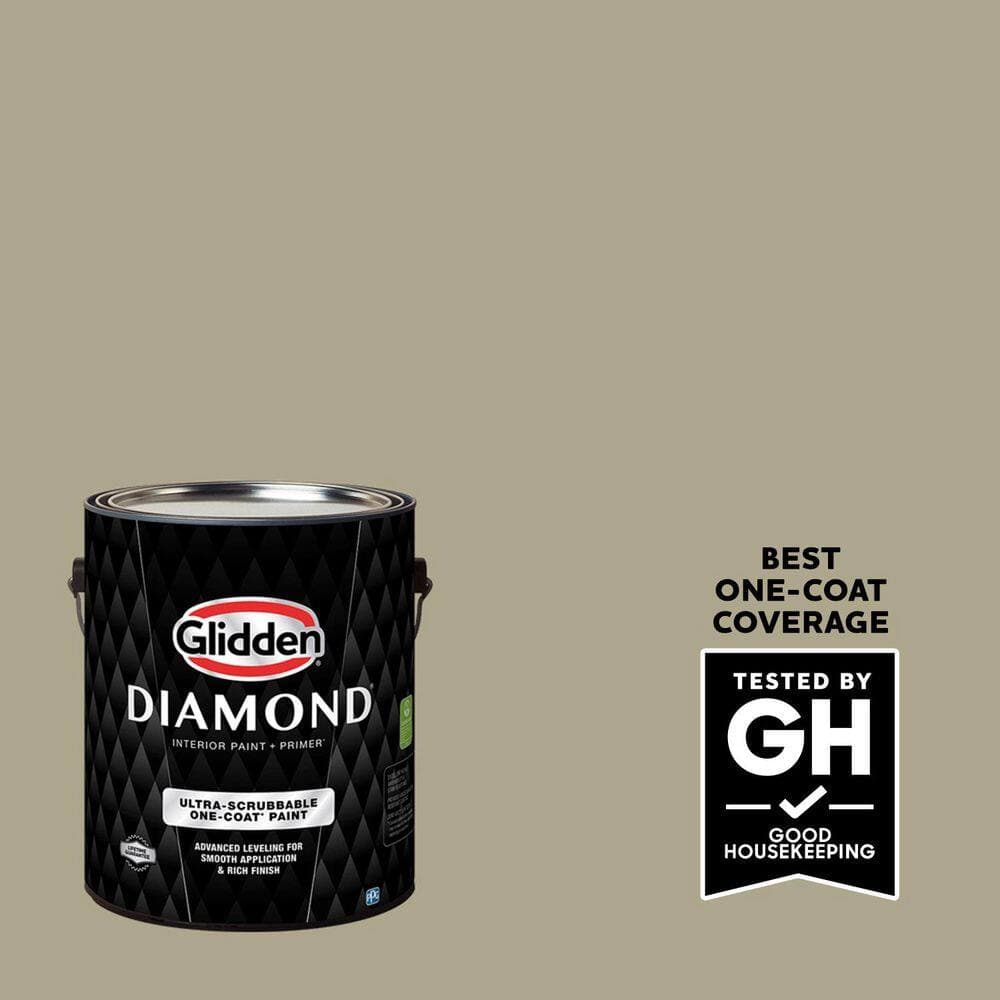 Glidden Diamond 1 gal. PPG1027-4 Olive Gray Semi-Gloss Interior Paint with Primer