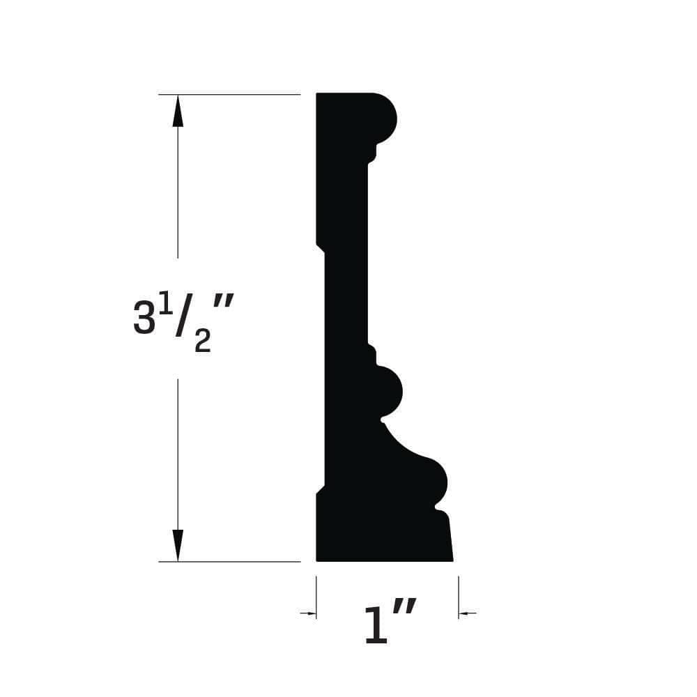 Royal Mouldings 6624 1 in. x 3 1/2 in. x 96 in. Finished PVC Composite White Casing (1-Piece − 8 Total Linear Feet) (2)