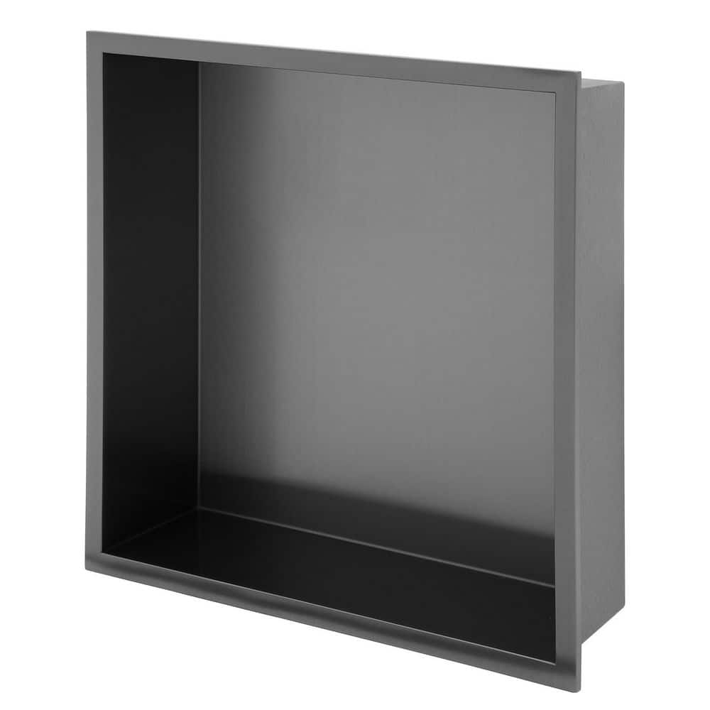 LIVIZA 12 in. W x 12 in. H x 4 in. D Stainless Steel Recessed Shower Niche Shelf Organizer in Gunmetal Black (1)
