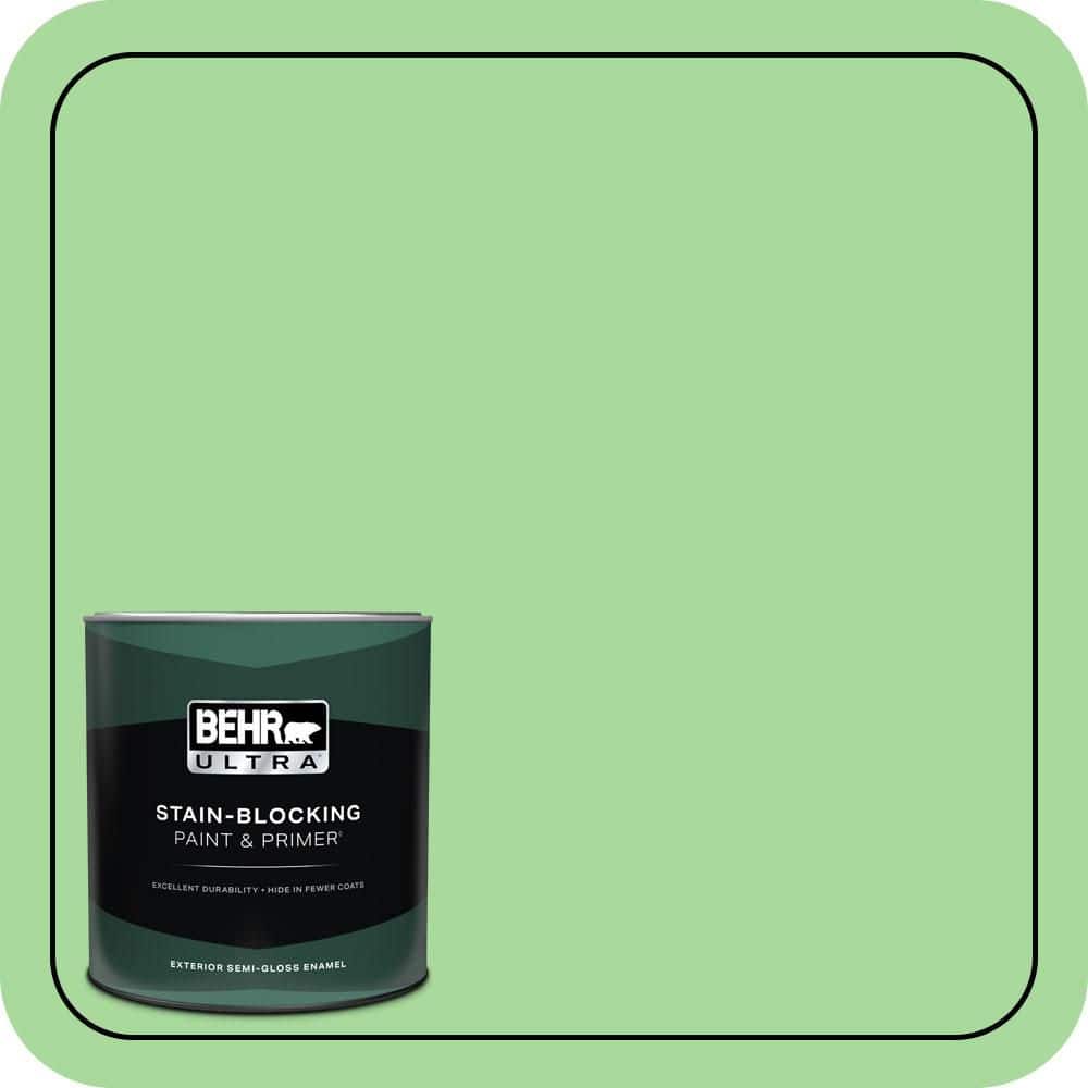 BEHR ULTRA 1 qt. #440B-4 Cool Aloe Semi-Gloss Enamel Exterior Paint & Primer