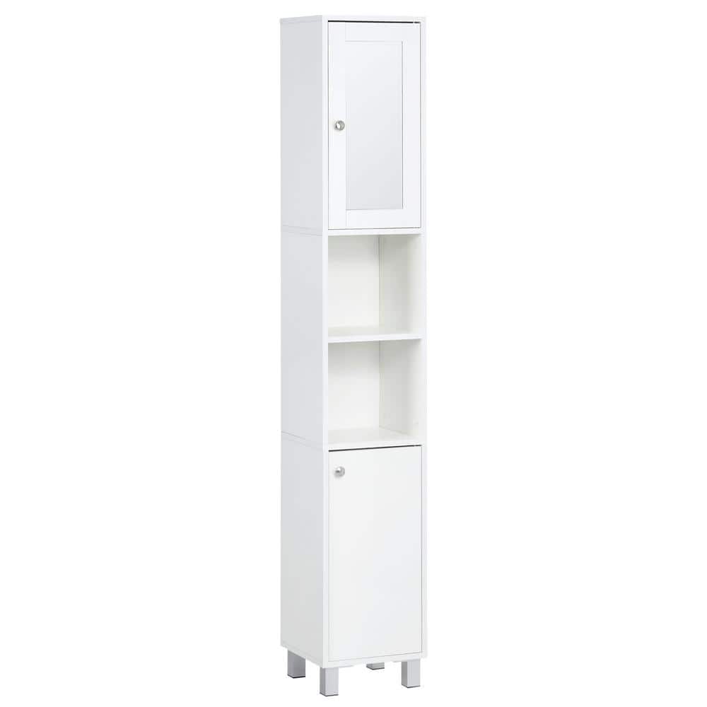 Lycvki 11.75 in. W x 11 in. D x 70.75 in. H White Linen Cabinet with Mirror and Adjustable Shelves (1)