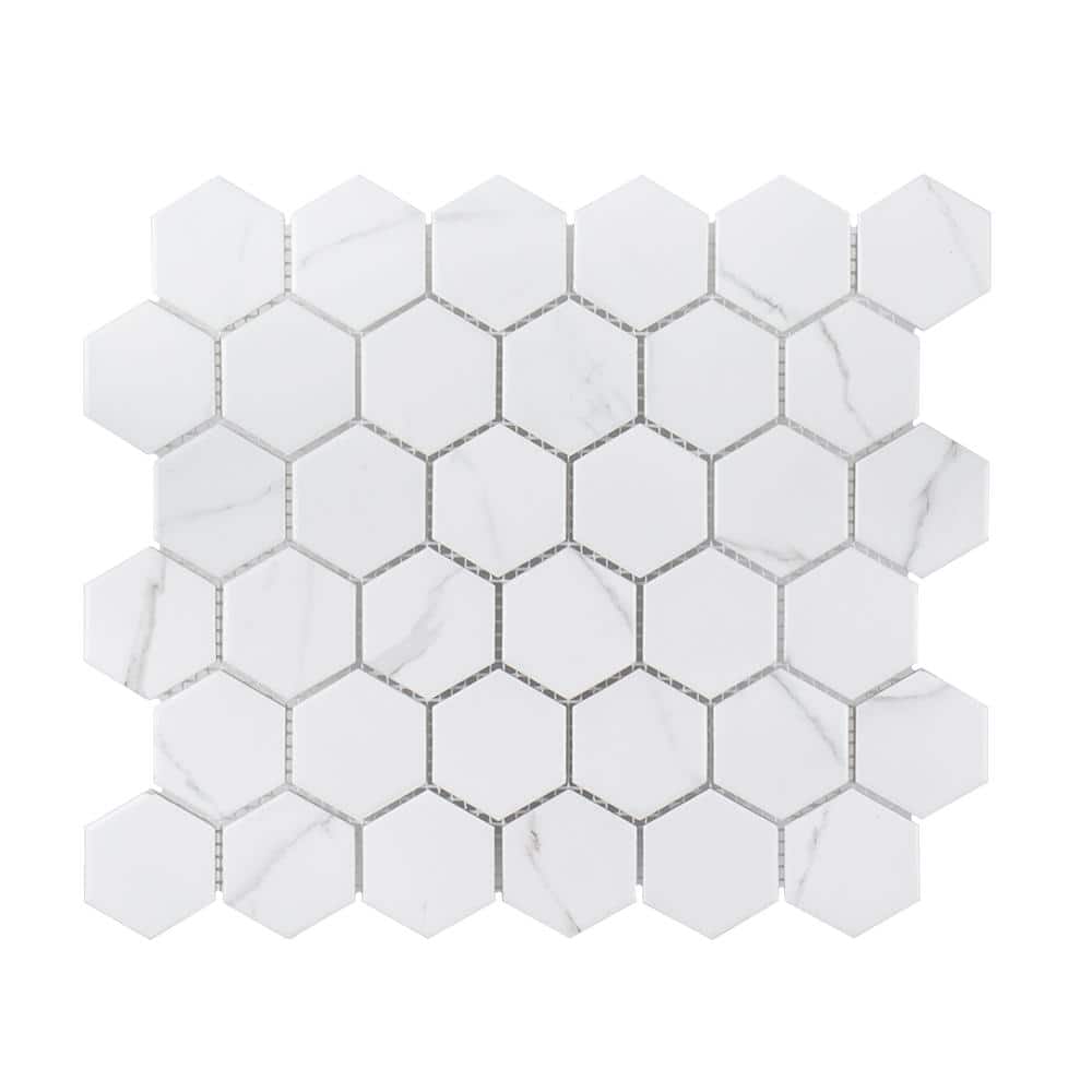 Jeffrey Court Whisper Valley White 11 in. x 12.625 in. Hexagon Matte Porcelain Wall and Floor Mosaic Tile (0.964 sq. ft./Each) (2)