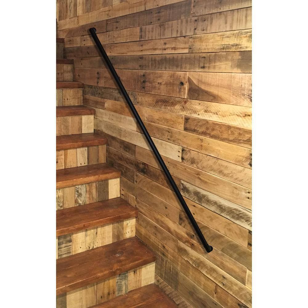Weatherables 6 ft. L x 1.5 in. D Textured Black Aluminum ADA Rail/Grab Bar Wall Return Kit (2)