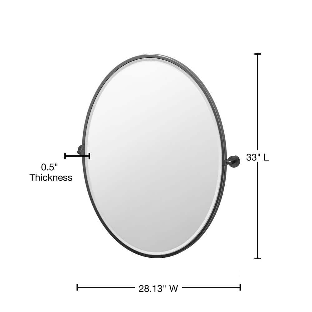 Gatco Latitude 25 in. W x 33 in. H Framed Oval Beveled Edge Bathroom Vanity Mirror in Matte Black (2)