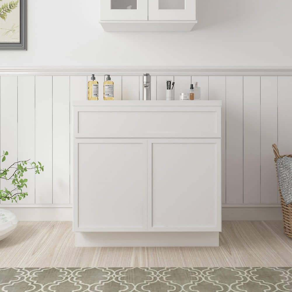Vanity Art Colton 30 in. 2-Door Freestanding Shaker Bathroom Vanity Cabinet (No Top) in White — Unassembled (1)