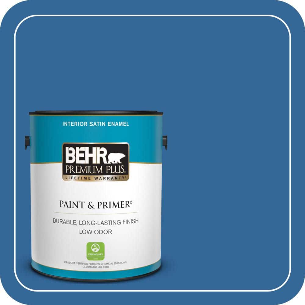 BEHR PREMIUM PLUS 1 gal. #580B-7 American Anthem Satin Enamel Low Odor Interior Paint & Primer