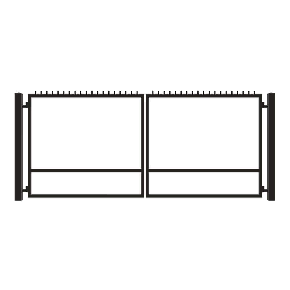 Unbranded Driveway Gate — Swing, Center, Finials, Black — 174"W x 72"H (1)