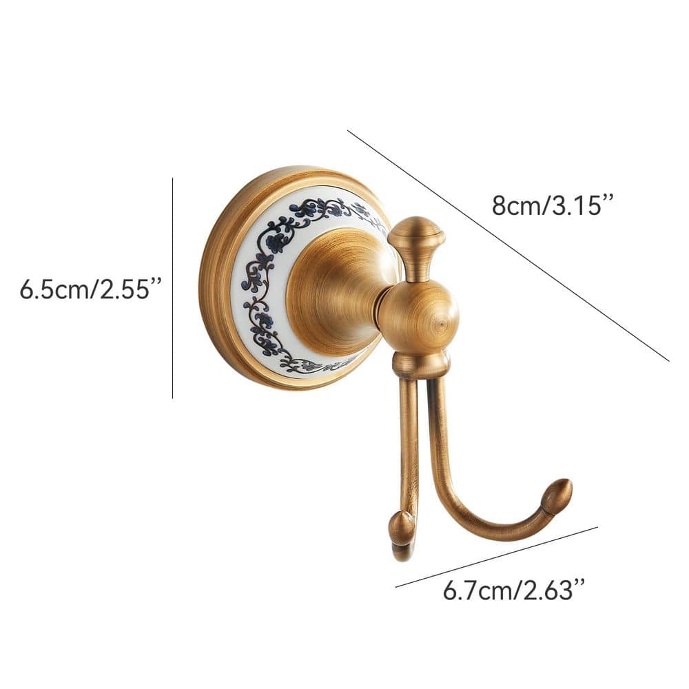 Unbranded J-Hook Brushed Nickel Antique Bronze Solid Brass Porcelain Single Robe Hook Towel Hook Wall Mounted Drill Iin Concealed (2)