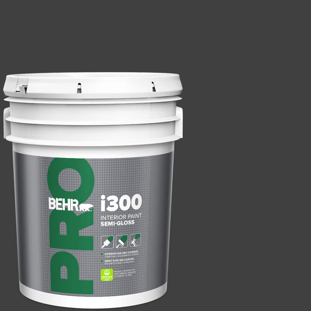 BEHR PRO 5 gal. #ECC-10-2 Jet Black Semi-Gloss Interior Paint