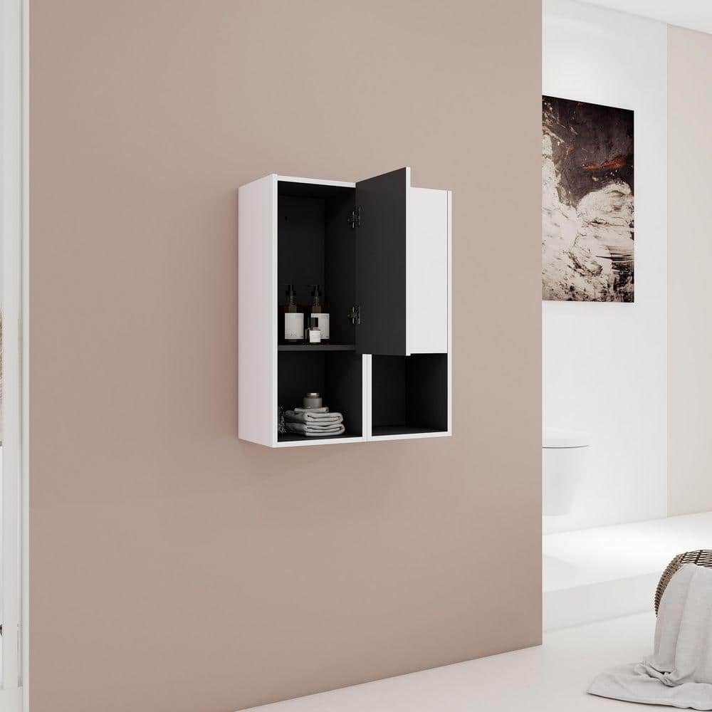 UPIKER Modern 23.62 in. W x 9.81 in. D x 29.5 in. H Bathroom Storage Wall Cabinet in White (3)