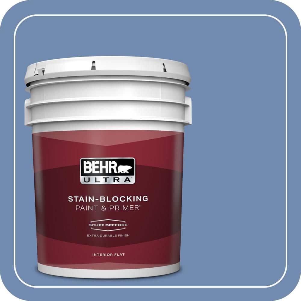 BEHR ULTRA 5 gal. #590D-5 Windsurf Blue Extra Durable Flat Interior Paint & Primer