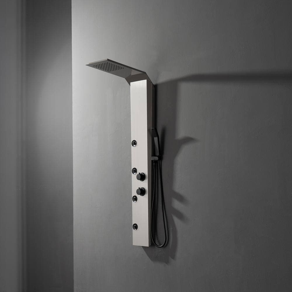 HOMEMYSTIQUE Dual 3-in-1 4-Jet Rainfall Shower Panel System with Rainfall Shower Head and Shower Wand in Black Nickel (3)