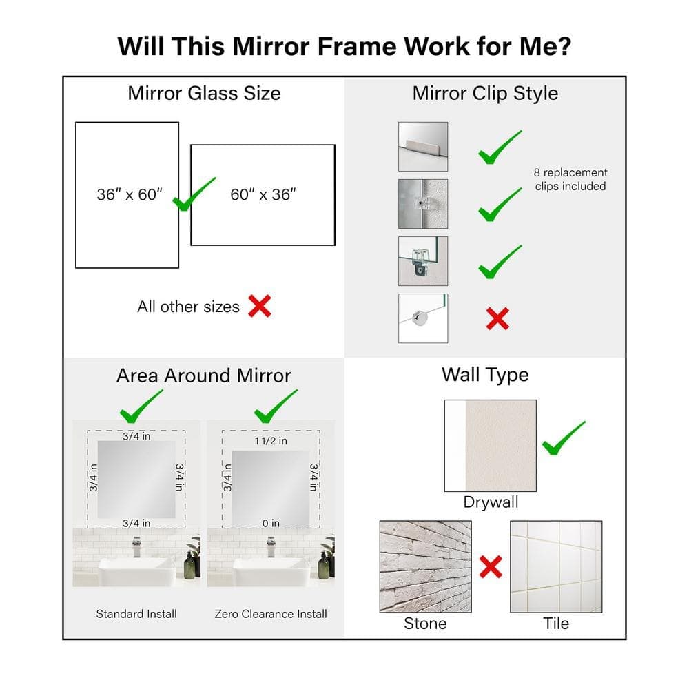 Amanti Art Mirror Makeover Grace Brushed Gold 61.25 in. W x 37.25 in. H Bathroom Mirror Frame Border Kit-Fits a 60 x 36 mirror (3)