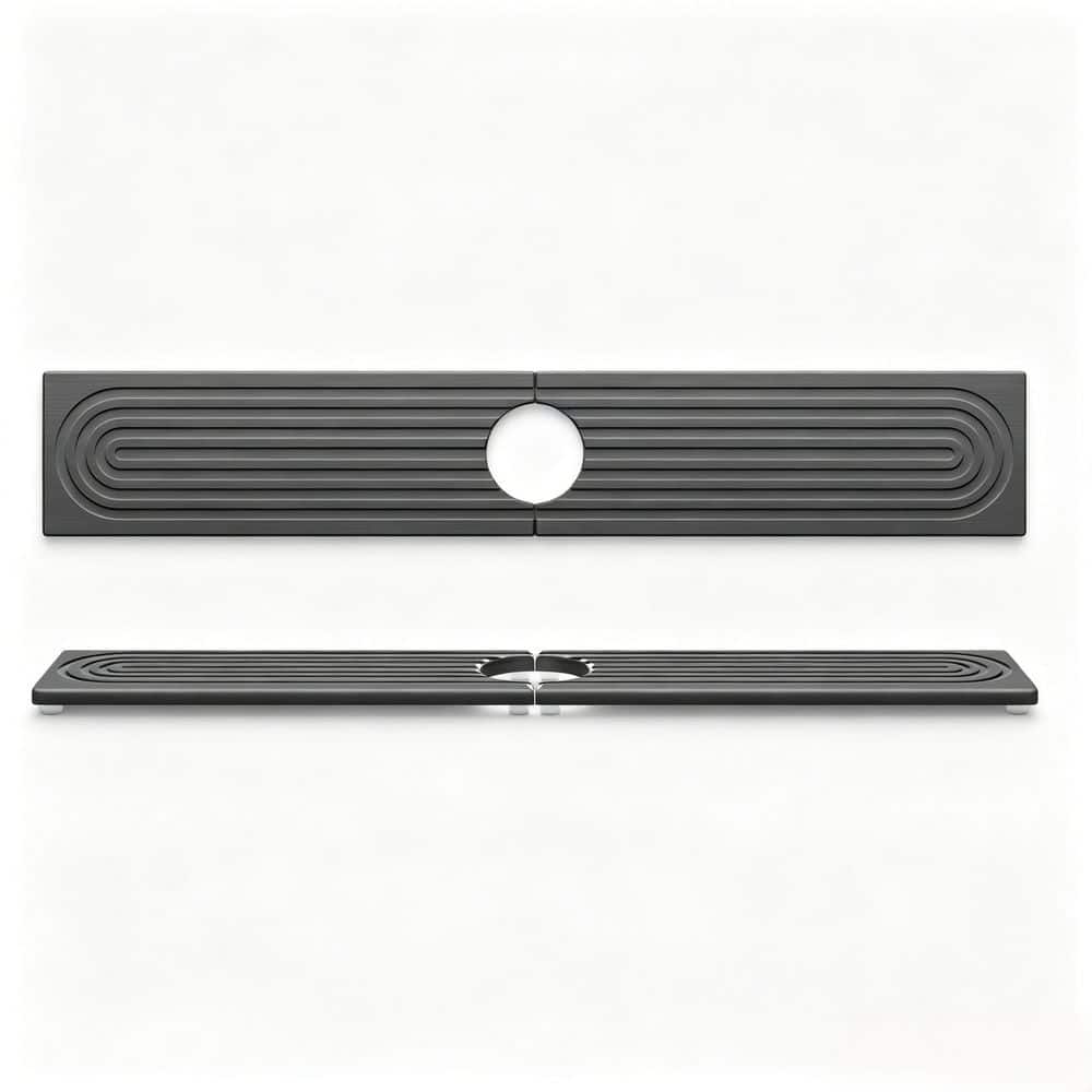 Wudkey Quick-Dry Faucet Mat 1-Piece Bath Accessory Set with Sink Protector in Dray Grey(23.6 in. x 3.9 in.) (1)