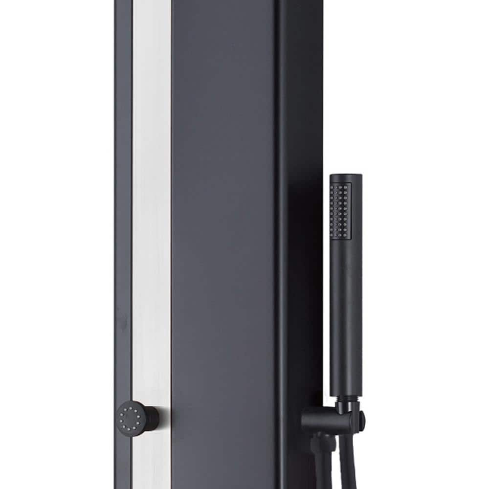 PULSE Showerspas Eclipse 57 in. 4-Jet 1.8 GPM Shower Panel System with Handshower in Matte Black and Brushed Stainless Steel (3)