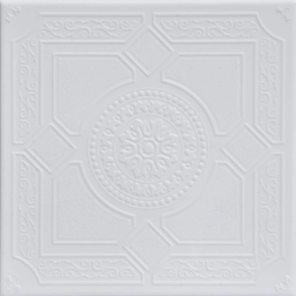 A La Maison Ceilings Kensington Gardens Ultra Pure White 1.6 ft. x 1.6 ft. Decorative Foam Glue Up Ceiling Tile (384 sq. ft. /Case)