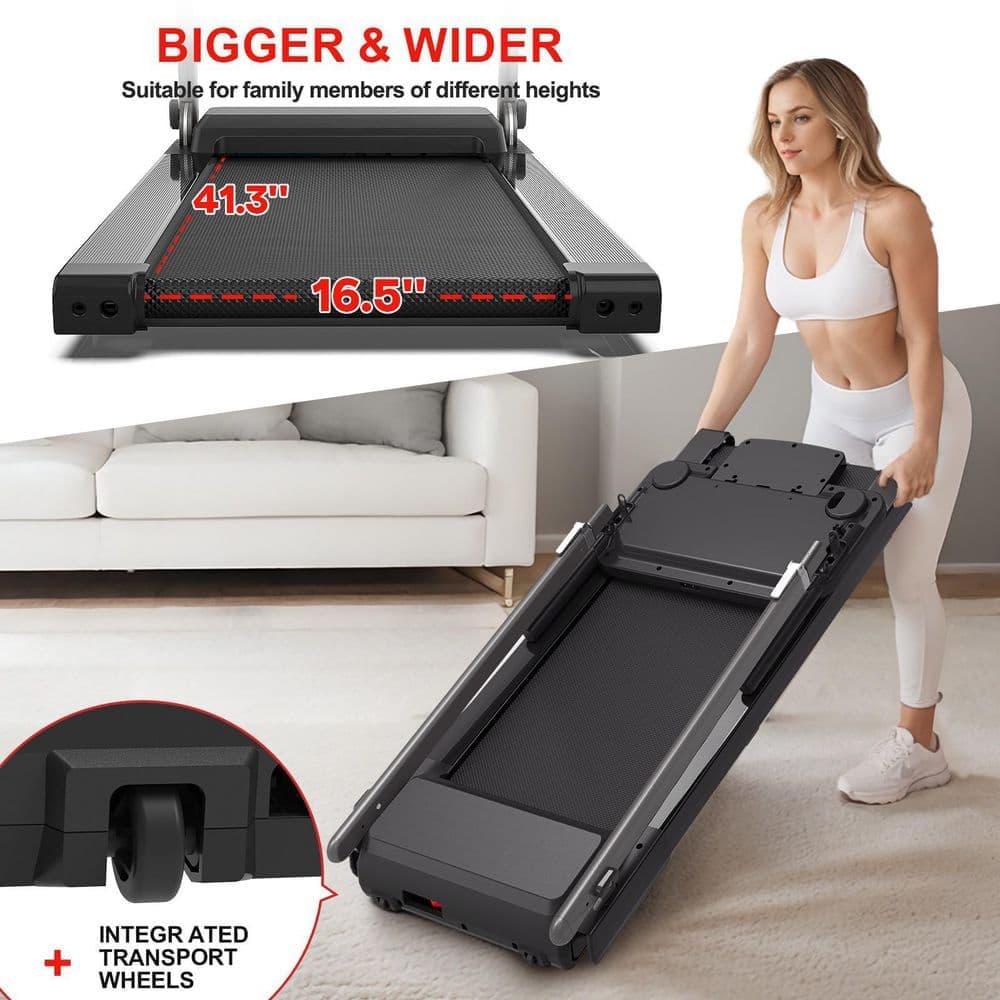 Tidoin 2.5 HP Black Metal Foldable Electric Treadmill with Safety Key, LED Display, Bluetooth Speaker and Inclines (2)