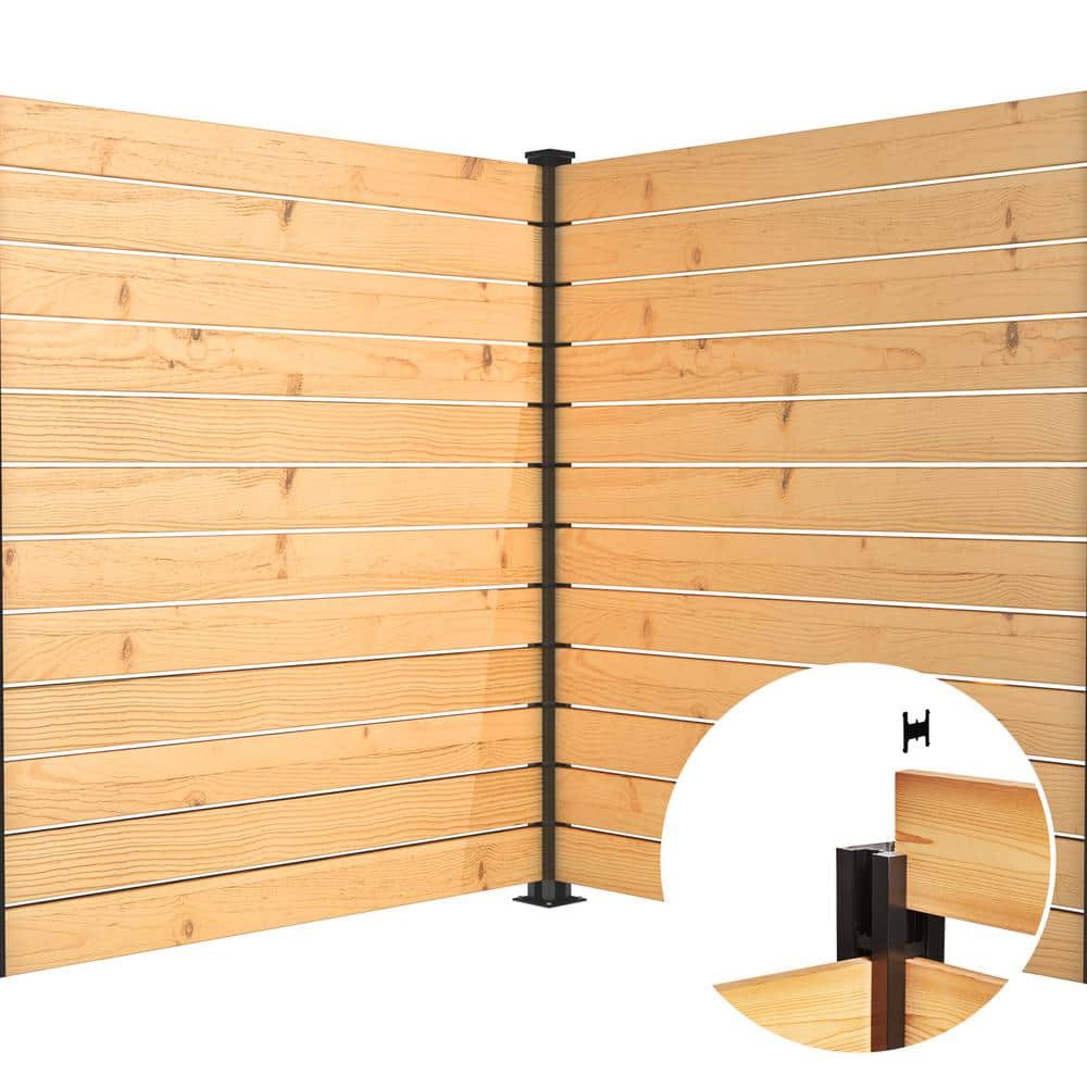 HOFT Corner Post Kit 73 in. x 3 in. x 3 in. Black Aluminum Deck Fence Corner Post and Hardware Kit B6 (2)
