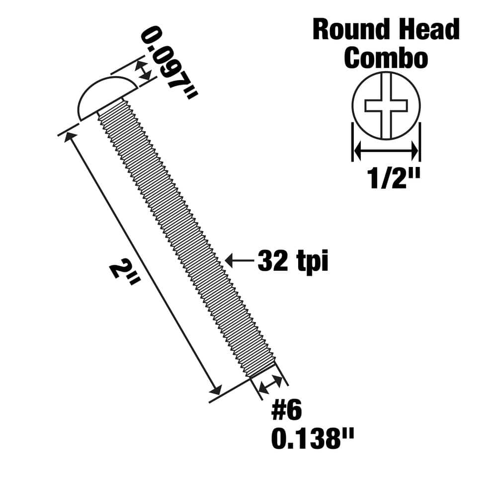 Everbilt #6-32 x 2 in. Phillips-Slotted Round-Head Machine Screws (15-Pack) (3)