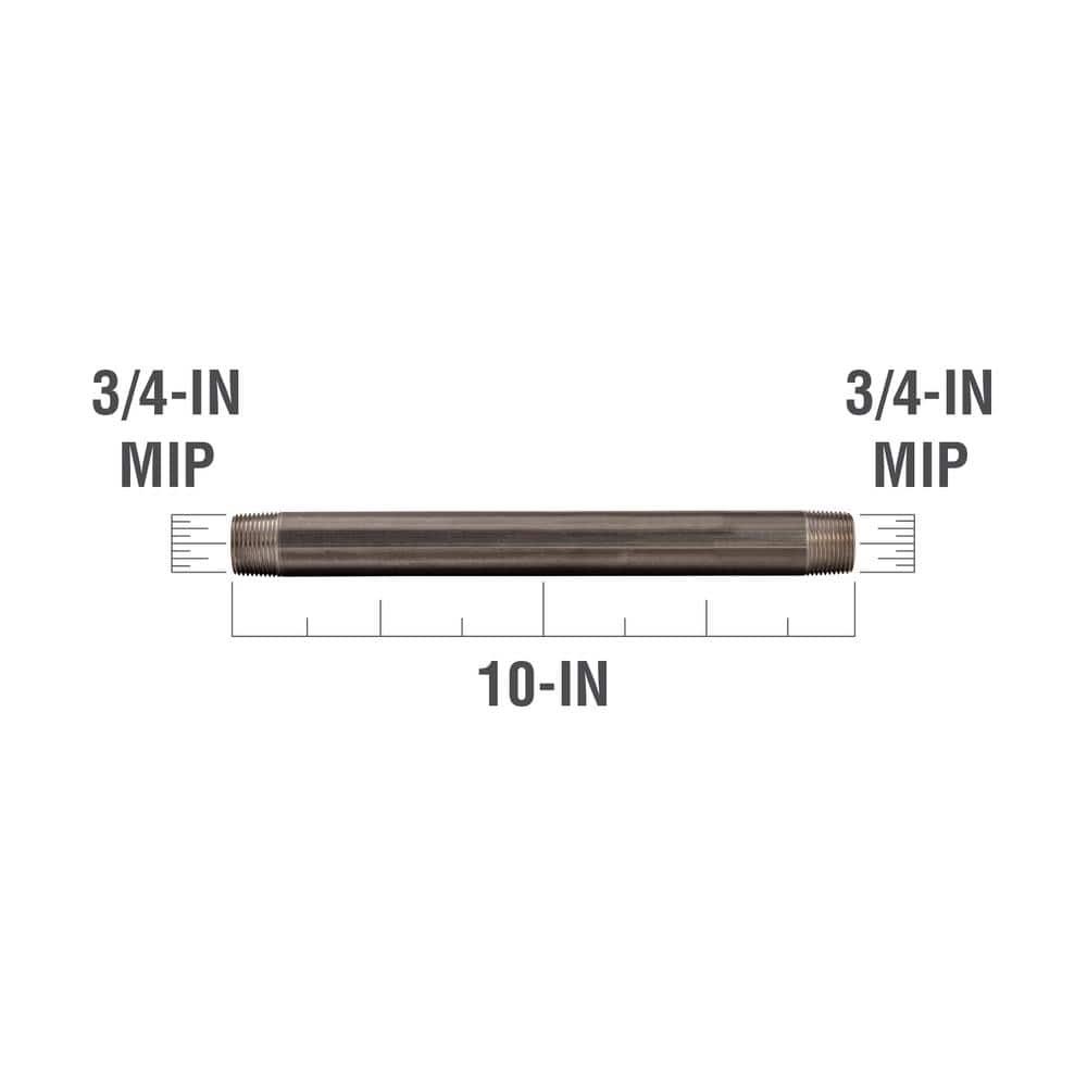 Southland 3/4 in. 10 in. Black Steel Nipple (3)