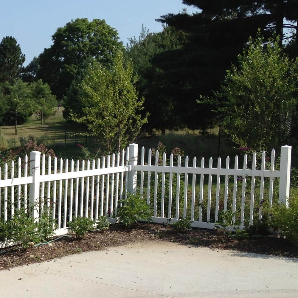 Weatherables Stratford 4 ft. H x 8 ft. W White Vinyl Picket Fence Panel Kit (3)