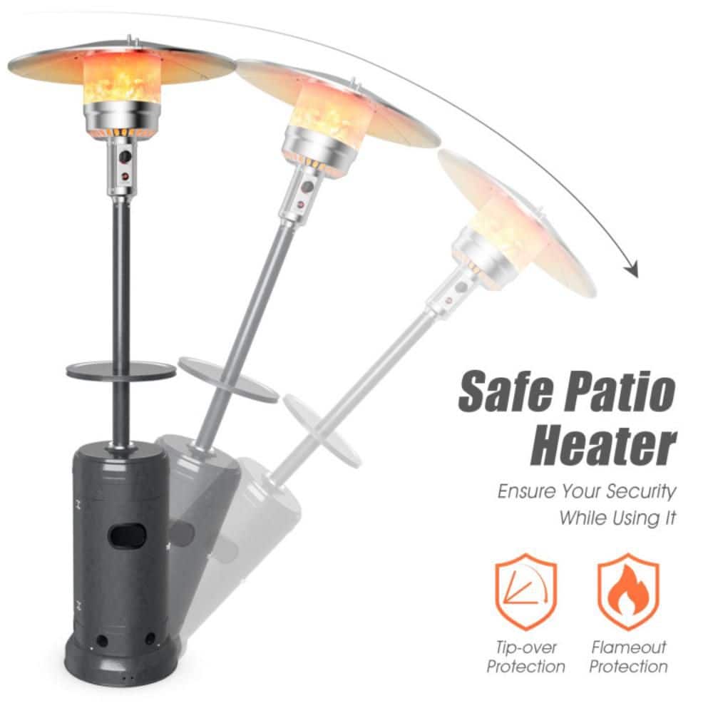 Kadehome 48,000 BTU Gray Outdoor Propane Patio Heater with Table and Wheels, Tip-Over Protection, Freestanding Outdoor Heater (2)
