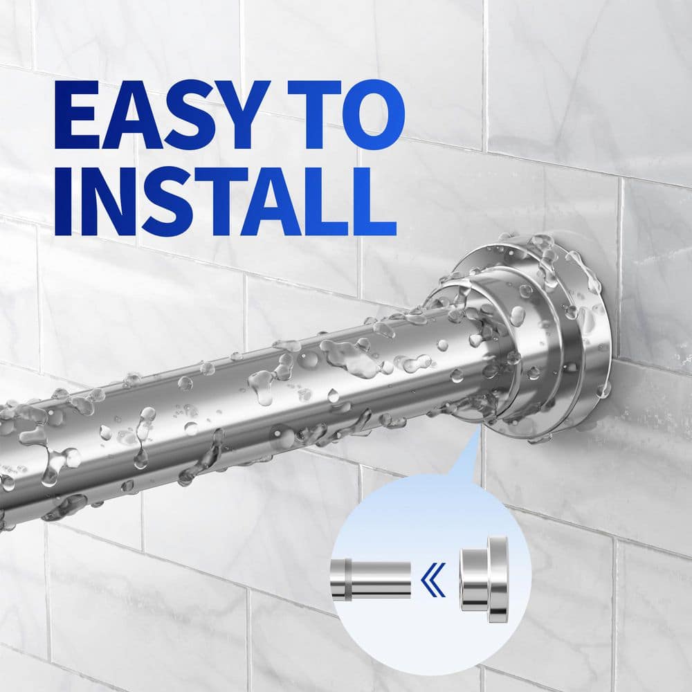 Wudkey 28 in. to 102 in. 1 in. Diameter Heavy Duty Non Slip Adjustable Stainless Steel Tension Shower Curtain Rod in Silver (3)