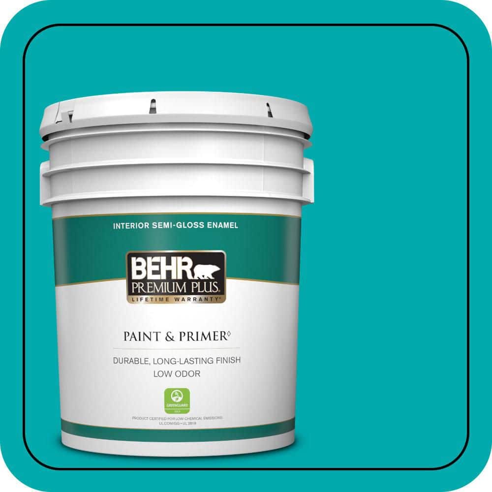 BEHR PREMIUM PLUS 5 gal. #P460-5 Fiji Semi-Gloss Enamel Low Odor Interior Paint & Primer