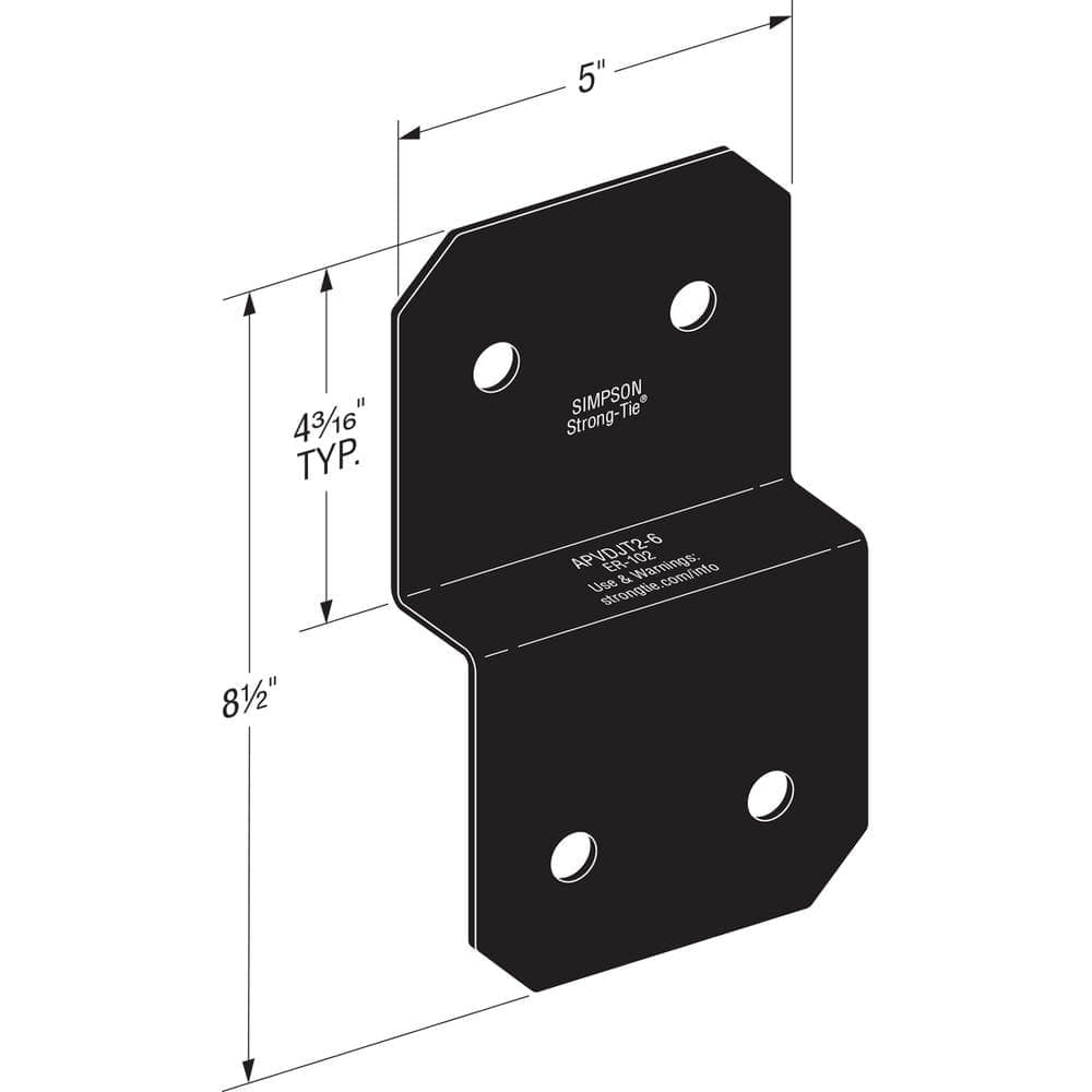 Simpson Strong-Tie Outdoor Accents Avant Collection 5 in. ZMAX, Black Powder-Coated Deck Joist Tie for 2x Nominal Lumber (3)