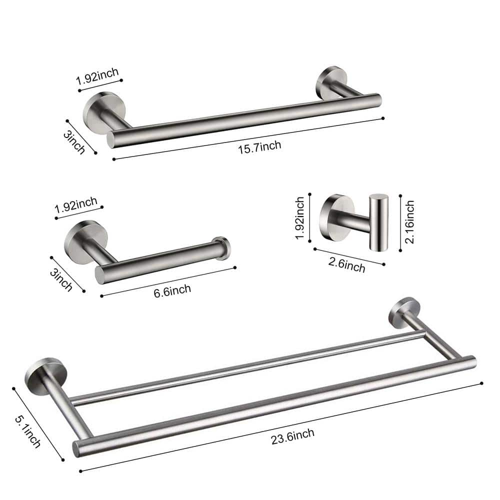 Tahanbath 4 - Piece Bathroom Hardware Set in Brushed Nickel (3)