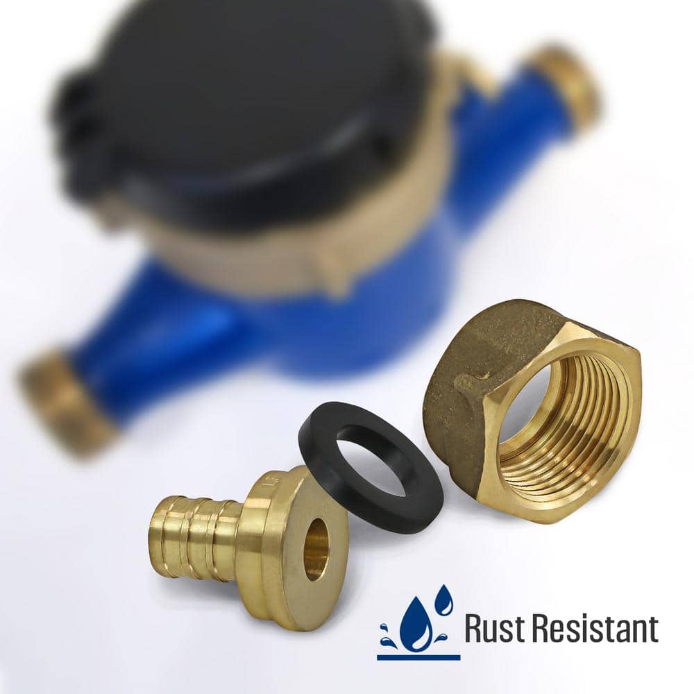 PLUMBFLEX 3/4 in. PEX B x 1 in. FIP Brass Water Meter Coupling with Washer Lead Free (2)